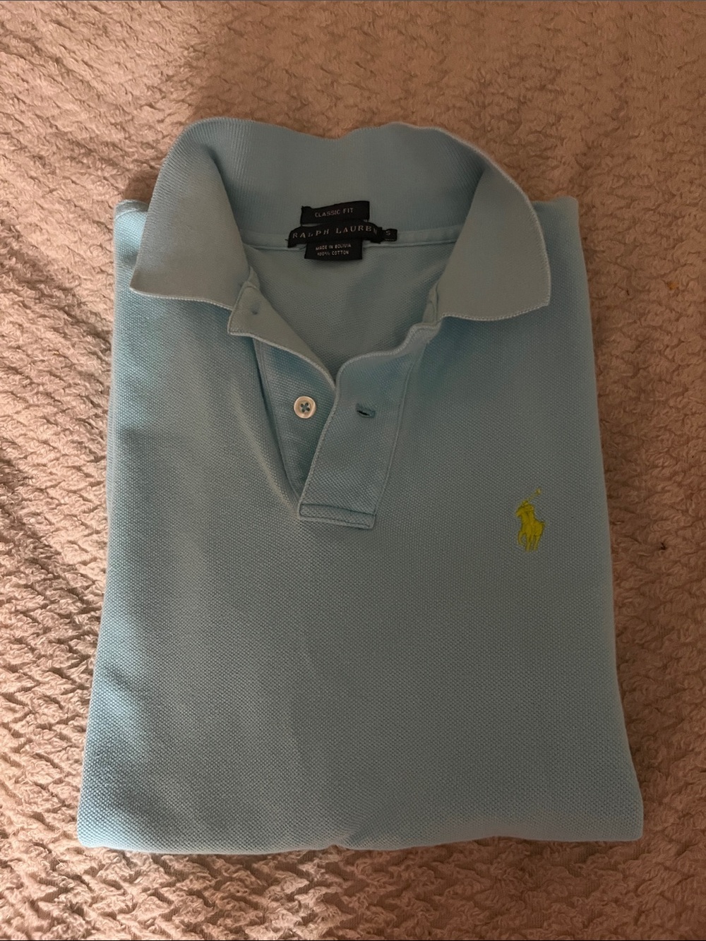 Ralph Lauren Polo Shirt in Light Blue with Yellow Pony